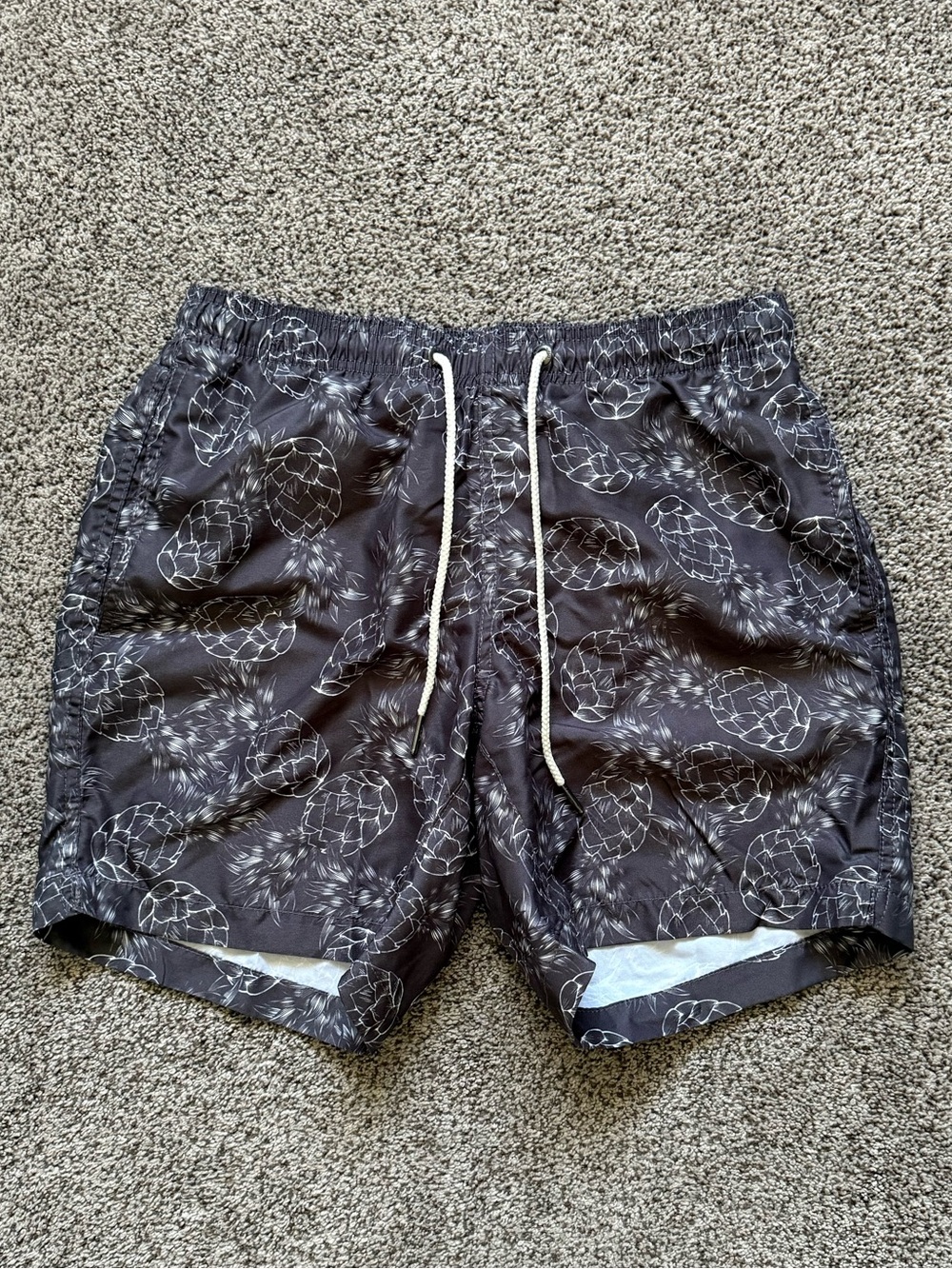 Men's Boto Grey With White Pineapple Outlines Swim Trunks
